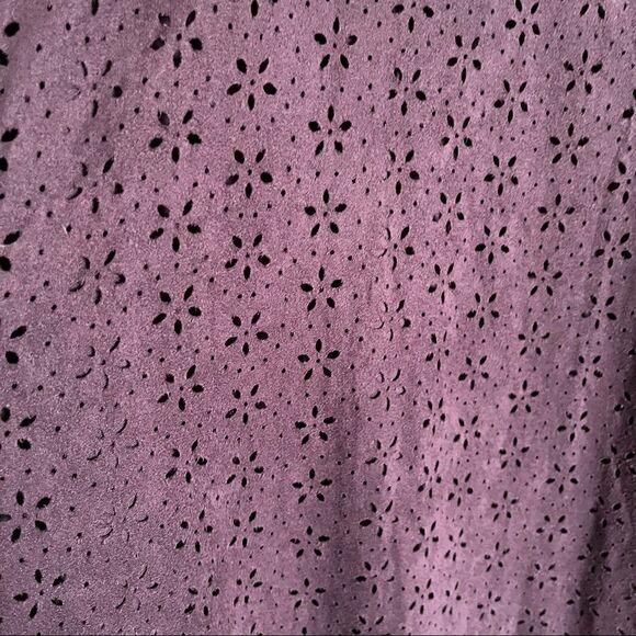 Trixxi Women’s High Neck Faux Suede Floral Mini Shift Dress Purple Size Small - Picture 12 of 13